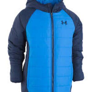 Under Armour Boys Youth M Blue Tuckerman Hooded Winter Puffer Jacket